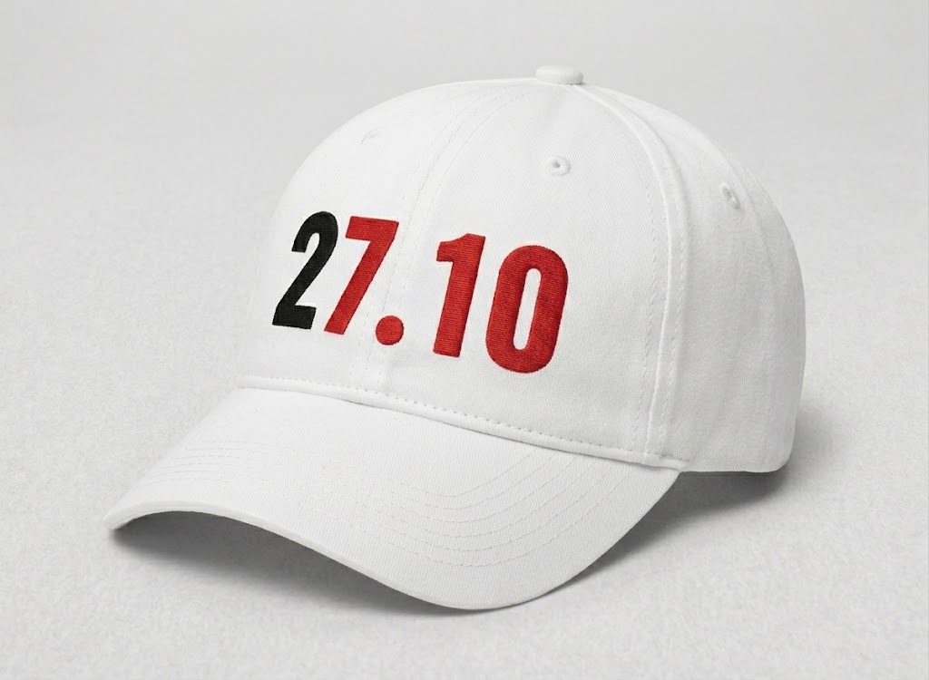 כובע בייסבול לבן עם רקמת 27.10